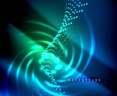 Neon parlayan techno hatları, yüksek teknoloji fütüristik arka plan şablonu kare şekilleri ile