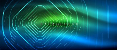 Neon parlayan çizgiler, sihirli enerji uzay ışığı konsepti, soyut arka plan duvar kağıdı tasarımı