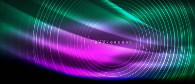 Neon parlayan çizgiler, sihirli enerji uzay ışığı konsepti, soyut arka plan duvar kağıdı tasarımı