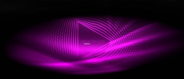 Neon parlayan dalga, sihirli enerji ve ışık arka plan. Duvar kağıdı şablonu, yüksek teknoloji gelecek kavramı