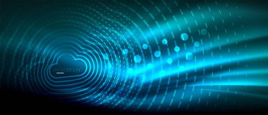 Neon parlayan dalga, sihirli enerji ve ışık arka plan. Duvar kağıdı şablonu, yüksek teknoloji gelecek kavramı