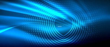 Neon parlayan dalga, sihirli enerji ve ışık arka plan. Duvar kağıdı şablonu, yüksek teknoloji gelecek kavramı