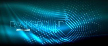 Neon parlayan dalga, sihirli enerji ve ışık arka plan. Duvar kağıdı şablonu, yüksek teknoloji gelecek kavramı