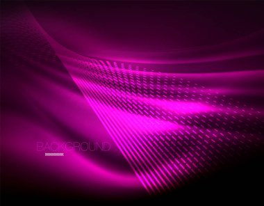 Yumuşak ışık efekti, parlak parlak neon koyu arka plan üzerinde düz çizgiler. Enerji Teknoloji fikir