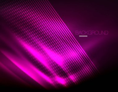 Yumuşak ışık efekti, parlak parlak neon koyu arka plan üzerinde düz çizgiler. Enerji Teknoloji fikir