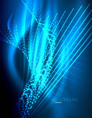 Yumuşak ışık efekti, parlak parlak neon koyu arka plan üzerinde düz çizgiler. Enerji Teknoloji fikir