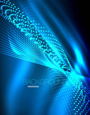 Yumuşak ışık efekti, parlak parlak neon koyu arka plan üzerinde düz çizgiler. Enerji Teknoloji fikir