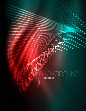 Yumuşak ışık efekti, parlak parlak neon koyu arka plan üzerinde düz çizgiler. Enerji Teknoloji fikir