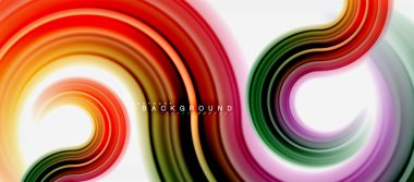 Gökkuşağı sıvı renkli arka plan - girdap ve daireler, bükülmüş sıvı renkler, renkli mermer veya plastik dalgalı doku zemin, çok renkli şablonu için iş veya teknoloji