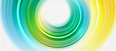 Gökkuşağı sıvı renkli arka plan - girdap ve daireler, bükülmüş sıvı renkler, renkli mermer veya plastik dalgalı doku zemin, çok renkli şablonu için iş veya teknoloji