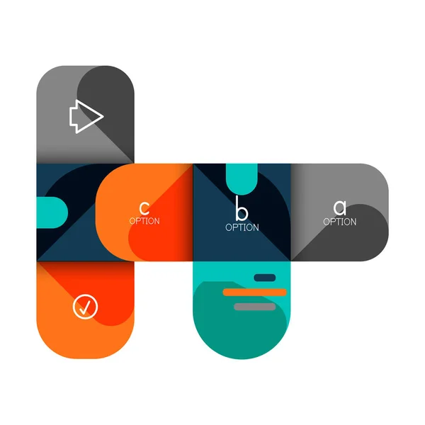 Opção de infográficos e passo a passo em quadrados arredondados, elemento de gráfico, gráfico, diagrama com opções, peças, processos — Vetor de Stock