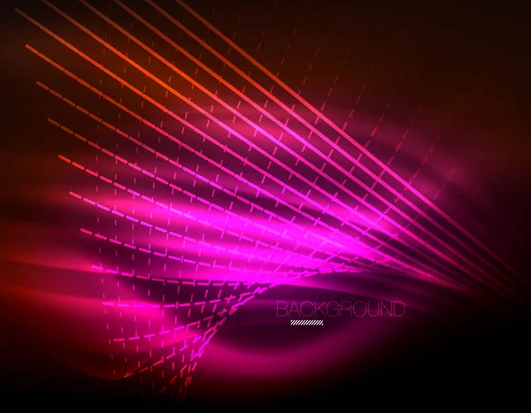 Yumuşak ışık efekti, parlak parlak neon koyu arka plan üzerinde düz çizgiler. Enerji Teknoloji fikir