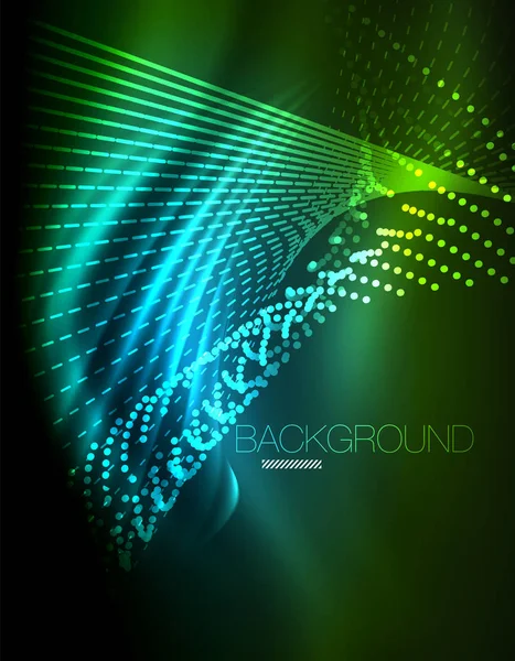 Yumuşak ışık efekti, parlak parlak neon koyu arka plan üzerinde düz çizgiler. Enerji Teknoloji fikir