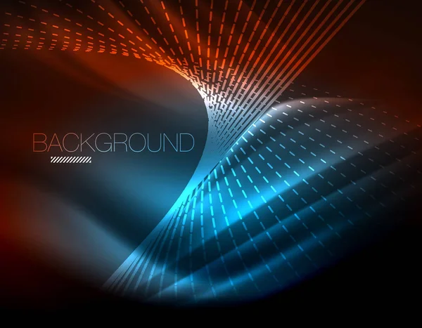 Yumuşak ışık efekti, parlak parlak neon koyu arka plan üzerinde düz çizgiler. Enerji Teknoloji fikir