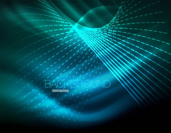 Yumuşak ışık efekti, parlak parlak neon koyu arka plan üzerinde düz çizgiler. Enerji Teknoloji fikir