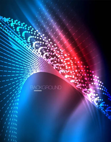 Yumuşak ışık efekti, parlak parlak neon koyu arka plan üzerinde düz çizgiler. Enerji Teknoloji fikir