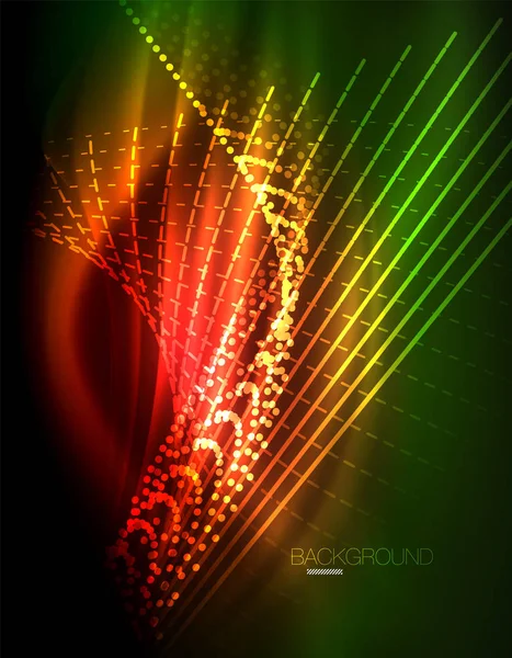 Yumuşak ışık efekti, parlak parlak neon koyu arka plan üzerinde düz çizgiler. Enerji Teknoloji fikir
