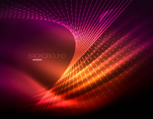 Yumuşak ışık efekti, parlak parlak neon koyu arka plan üzerinde düz çizgiler. Enerji Teknoloji fikir