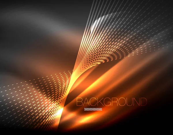 Yumuşak ışık efekti, parlak parlak neon koyu arka plan üzerinde düz çizgiler. Enerji Teknoloji fikir