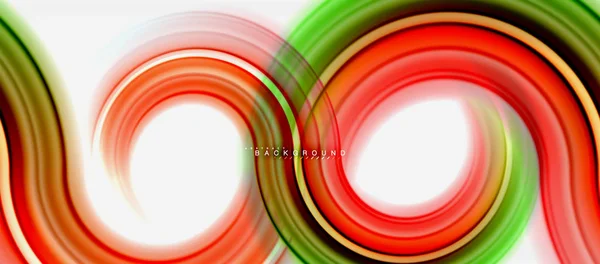 Fondo abstracto de la línea de color fluido arco iris - remolino y círculos, diseño de colores líquidos retorcidos, mármol colorido o fondo de textura ondulada de plástico, plantilla multicolor para negocios o tecnología — Vector de stock