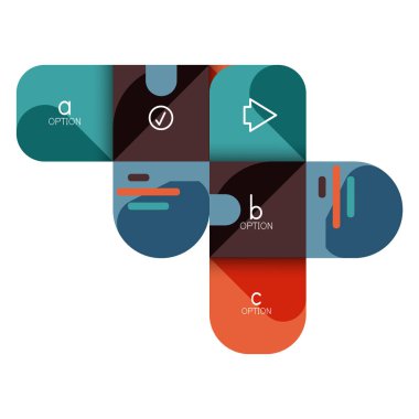 Infographics seçeneği ve adım adım içinde yuvarlak kareler, grafik, grafik, diyagram seçenekleri, parçalar, süreçleri ile unsuru