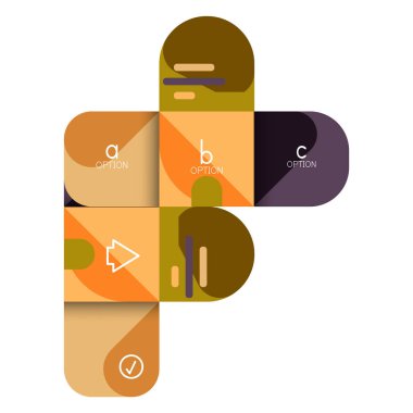 Infographics seçeneği ve adım adım içinde yuvarlak kareler, grafik, grafik, diyagram seçenekleri, parçalar, süreçleri ile unsuru