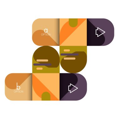 Infographics seçeneği ve adım adım içinde yuvarlak kareler, grafik, grafik, diyagram seçenekleri, parçalar, süreçleri ile unsuru