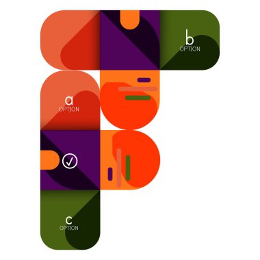 Infographics seçeneği ve adım adım içinde yuvarlak kareler, grafik, grafik, diyagram seçenekleri, parçalar, süreçleri ile unsuru