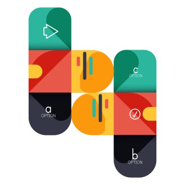 Infographics seçeneği ve adım adım içinde yuvarlak kareler, grafik, grafik, diyagram seçenekleri, parçalar, süreçleri ile unsuru