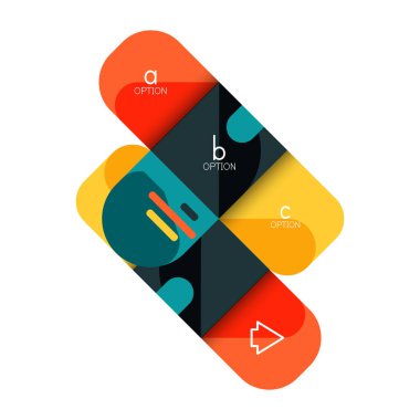 Infographics seçeneği ve adım adım içinde yuvarlak kareler, grafik, grafik, diyagram seçenekleri, parçalar, süreçleri ile unsuru