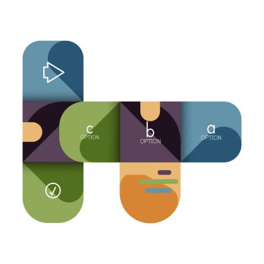 Infographics seçeneği ve adım adım içinde yuvarlak kareler, grafik, grafik, diyagram seçenekleri, parçalar, süreçleri ile unsuru