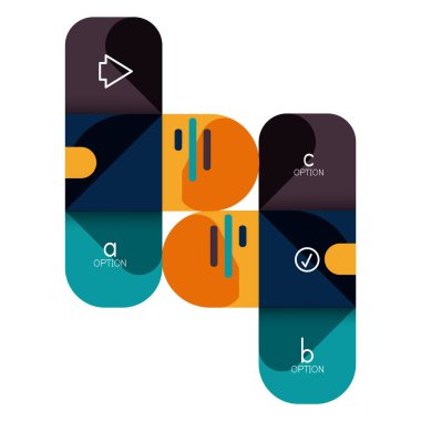 Infographics seçeneği ve adım adım içinde yuvarlak kareler, grafik, grafik, diyagram seçenekleri, parçalar, süreçleri ile unsuru