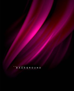 Neon parlayan dalga, sihirli enerji ve ışık arka plan. Vektör duvar kağıdı şablonu