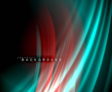 Neon parlayan dalga, sihirli enerji ve ışık arka plan. Vektör duvar kağıdı şablonu