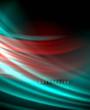 Neon parlayan dalga, sihirli enerji ve ışık arka plan. Vektör duvar kağıdı şablonu