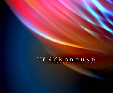 Neon parlayan dalga, sihirli enerji ve ışık arka plan. Vektör duvar kağıdı şablonu