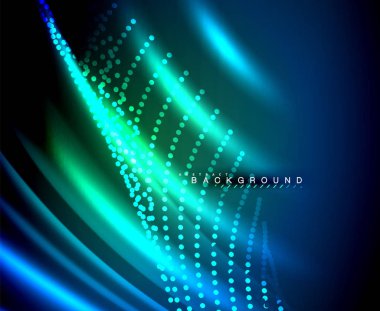 Neon parlayan techno hatları, yüksek teknoloji fütüristik arka plan şablonu kare şekilleri ile