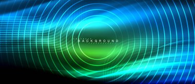 Neon parlayan çizgiler, sihirli enerji uzay ışığı konsepti, soyut arka plan duvar kağıdı tasarımı