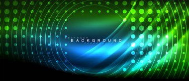 Neon parlayan çizgiler, sihirli enerji uzay ışığı konsepti, soyut arka plan duvar kağıdı tasarımı