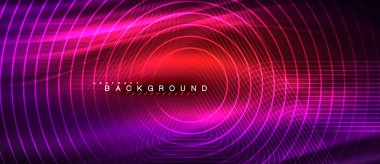 Neon parlayan çizgiler, sihirli enerji uzay ışığı konsepti, soyut arka plan duvar kağıdı tasarımı