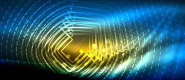 Neon parlayan dalga, sihirli enerji ve ışık arka plan. Duvar kağıdı şablonu, yüksek teknoloji gelecek kavramı