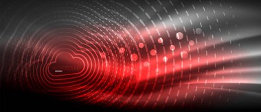 Neon parlayan dalga, sihirli enerji ve ışık arka plan. Vektör duvar kağıdı şablonu, yüksek teknoloji gelecek kavramı