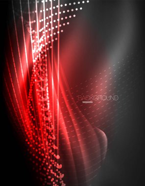 Yumuşak ışık efekti, parlak parlak neon koyu arka plan üzerinde düz çizgiler. Enerji Teknoloji fikir