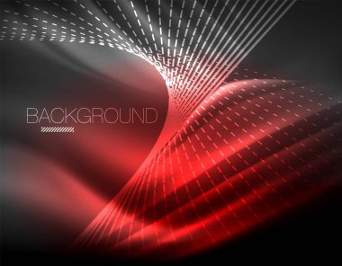 Yumuşak ışık efekti, parlak parlak neon koyu arka plan üzerinde düz çizgiler. Enerji Teknoloji fikir