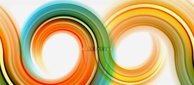 Gökkuşağı sıvı renkli arka plan - girdap ve daireler, bükülmüş sıvı renkler, renkli mermer veya plastik dalgalı doku zemin, çok renkli şablonu için iş veya teknoloji