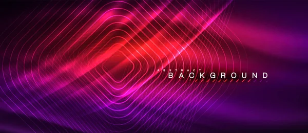 Neon glowing lines, magic energy space light concept, abstract background wallpaper design — Stock Vector