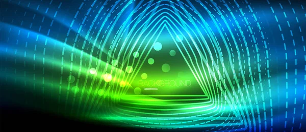 Neon parlayan dalga, sihirli enerji ve ışık arka plan. Duvar kağıdı şablonu, yüksek teknoloji gelecek kavramı