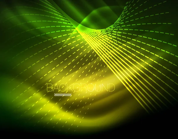 Yumuşak ışık efekti, parlak parlak neon koyu arka plan üzerinde düz çizgiler. Enerji Teknoloji fikir