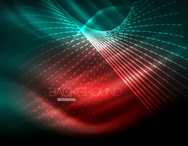 Yumuşak ışık efekti, parlak parlak neon koyu arka plan üzerinde düz çizgiler. Enerji Teknoloji fikir