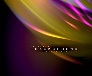 Neon parlayan dalga, sihirli enerji ve ışık arka plan. Vektör duvar kağıdı şablonu